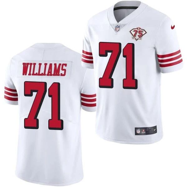 Men San Francisco 49ers 71 Trent Williams White Nike 75th Anniversary Throwback Limited NFL Jersey